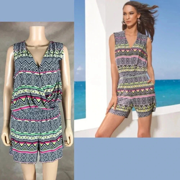 INC Sleeveless Geometric Surplice Romper NWT PL - Picture 1 of 8